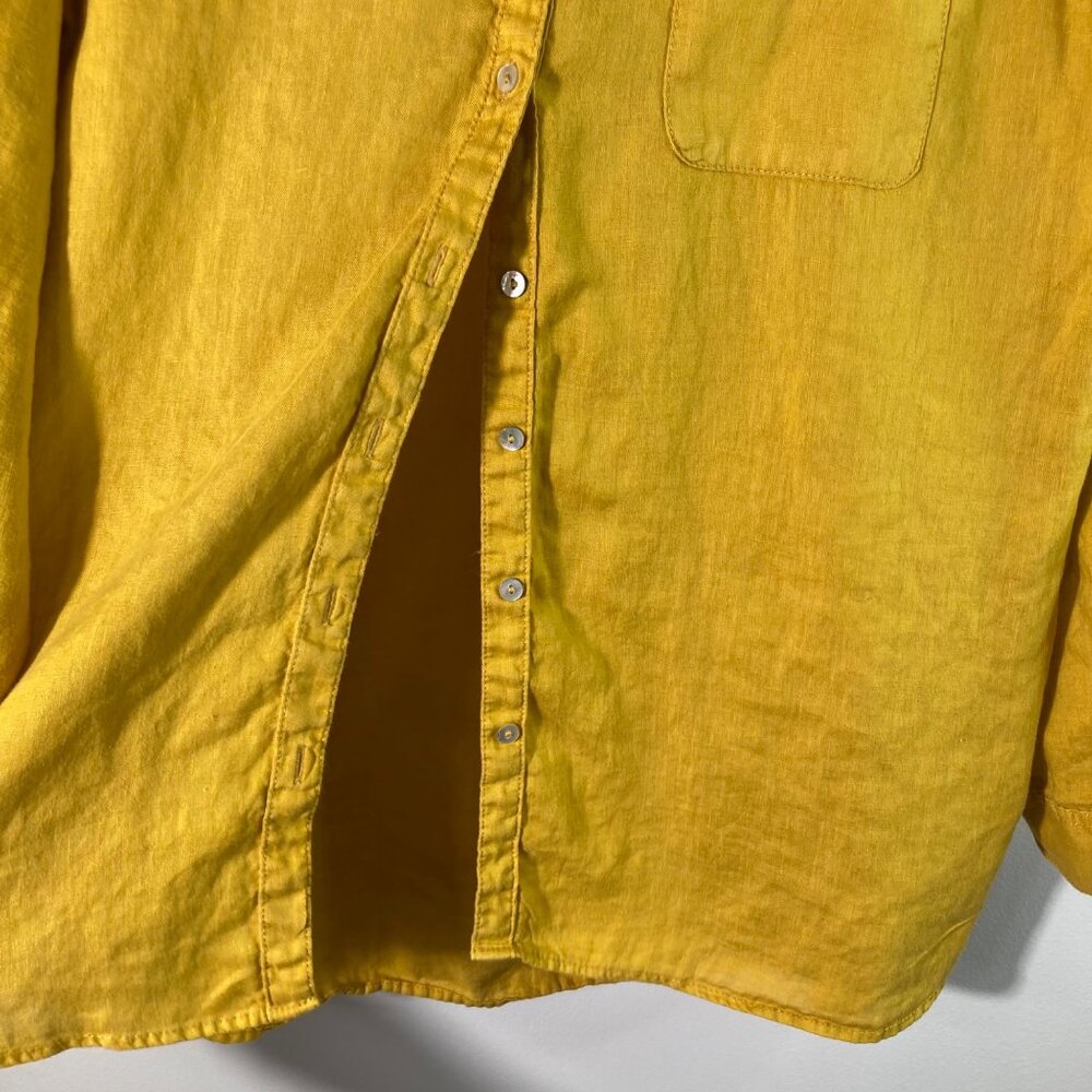 C&C California Mustard Yellow Linen Button-Down Shirt - Picture 6 of 8